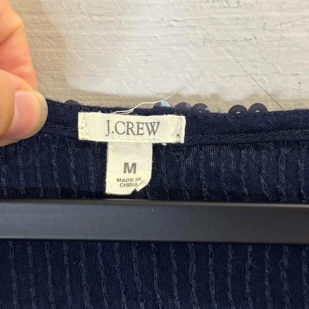 J.Crew Women's Navy Blue Sequined Beaded Slouchy Tee Size Medium